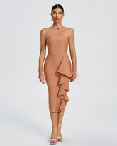 Strapless Ruffle Bandage Midi Dress